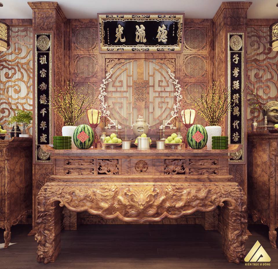 mẫu thiết kế phòng thờ đẹp và trang trọng 8