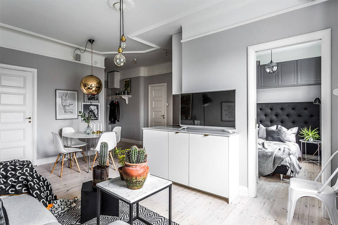 Căn hộ 45m² màu trung tính vô cùng độc đáo bởi khéo tô vẽ bằng những cây xương rồng - Ảnh 9.