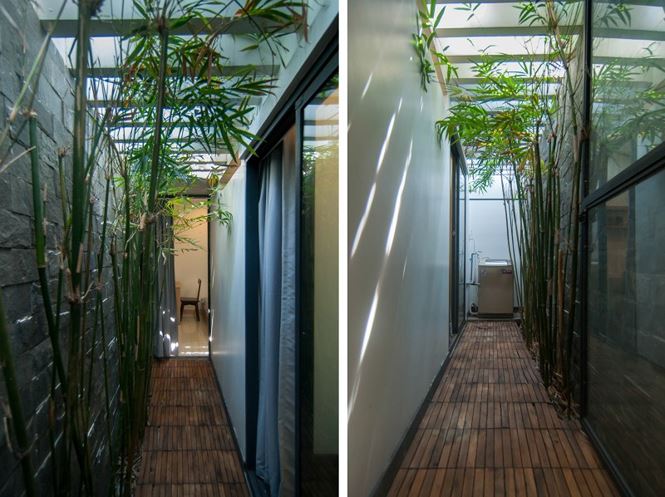 Các khu vực tách rời được liên kết bởi những đường đi nhỏ với thiết kế đầy sáng tạo bởi hàng cây ở bên, tạo ra không gian sống gần gũi nhưng không kém phần nên thơ.