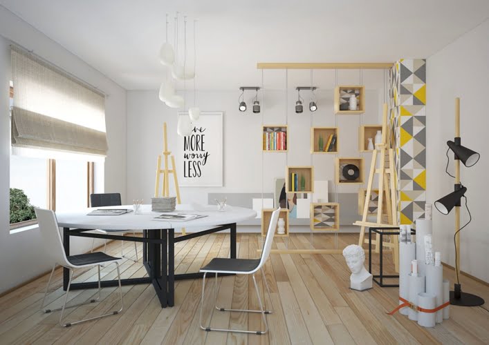  Bàn tròn độc đáo hoạt động hiệu quả cùng lúc với hai chức năng vừa ăn uống vừa làm việc.