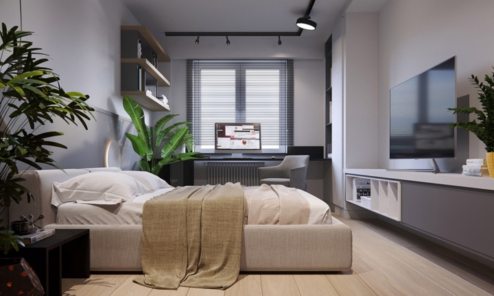  Cây xanh là yếu tố trang trí không thể thiếu trong căn phòng.