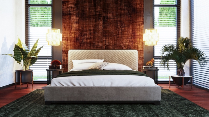 Nội thất phòng ngủ bố trí theo phương pháp đối xứng tạo nên sự hài hòa