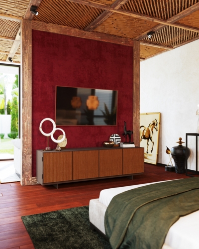 Một chiếc kệ tivi cuối giường phục vụ những giờ giải trí cho các thành viên