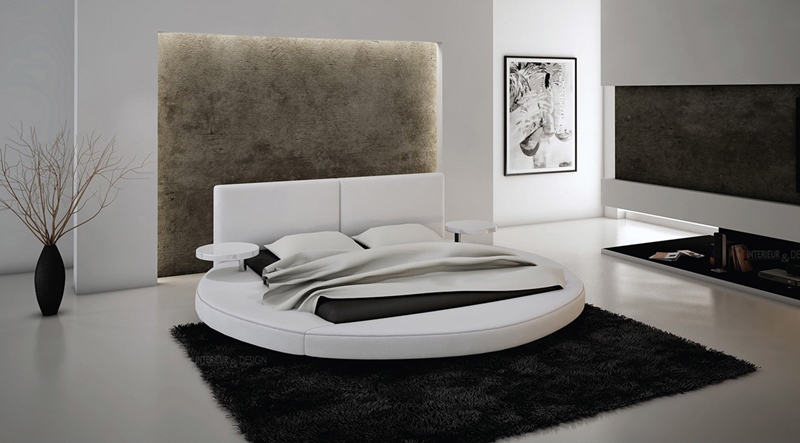  Giường hình tròn có thêm kệ ở đầu.